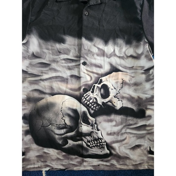 Rock House Road House Skull Mens Button Up M - Picture 2 of 6